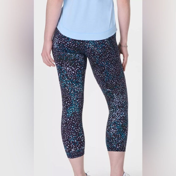 Sweaty Betty Power Cropped Workout Leggings blue aurora print XL - Picture 1 of 7
